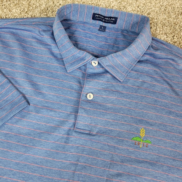 Peter Millar Other - Peter Millar Crown Crafted Mens Large Blue Red Striped Performance Stretch Polo